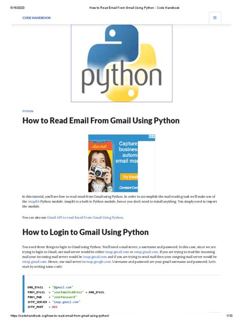 how to read email from gmail using python