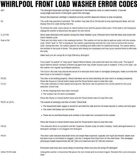 How To Read Whirlpool Front Load Washer Error Codes
