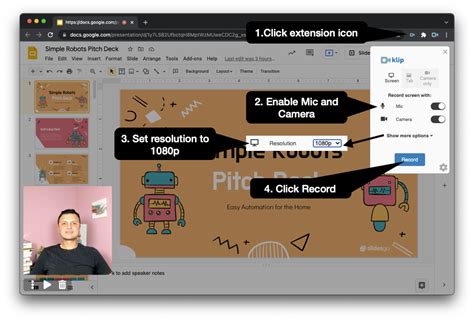 how to record a google slides presentation with your face