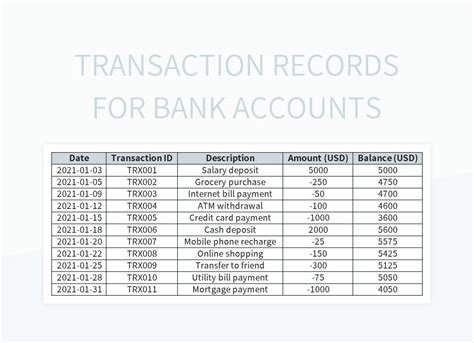 how to record bank transactions in excel