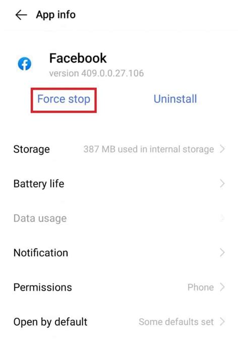 how to refresh facebook app on android