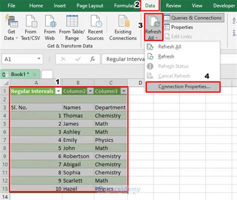 how to refresh in excel file
