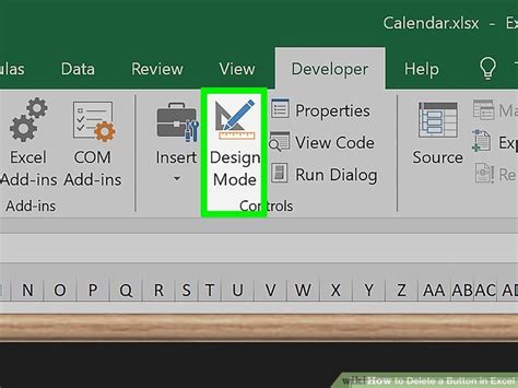 how to remove a button in excel