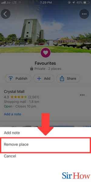how to remove a favorite from google maps
