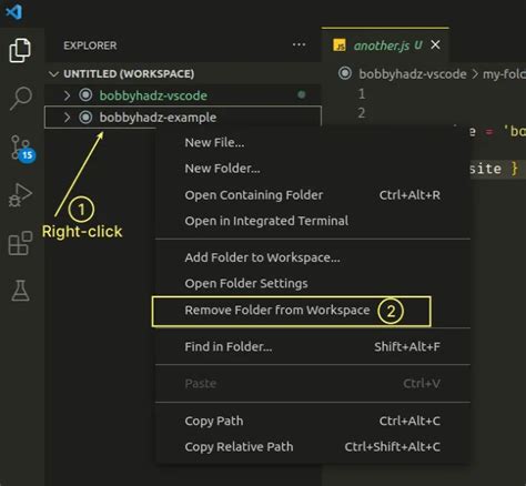 how to remove a folder in vscode