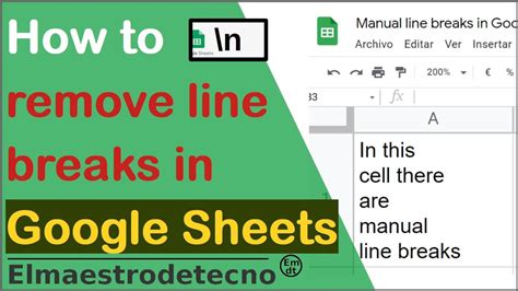 how to remove a line break in google sheets