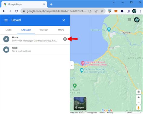 how to remove a marked location from google maps