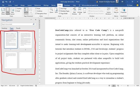 how to remove a page in word app