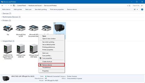 how to remove a printer from the network