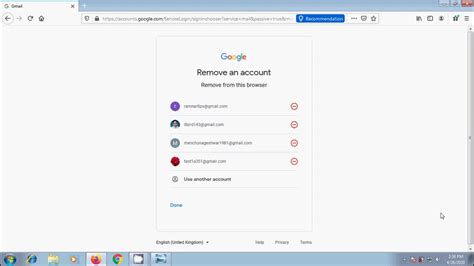 how to remove account from gmail list