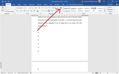 how to remove an extra blank page in word