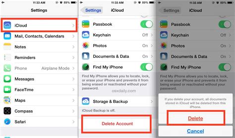 how to remove an icloud account