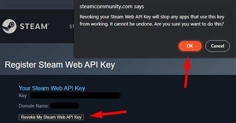how to remove api key steam