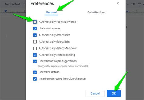 how to remove automatic capitalization in google docs