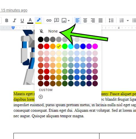 how to remove black highlight in google docs