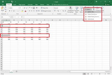 how to remove blank rows excel table