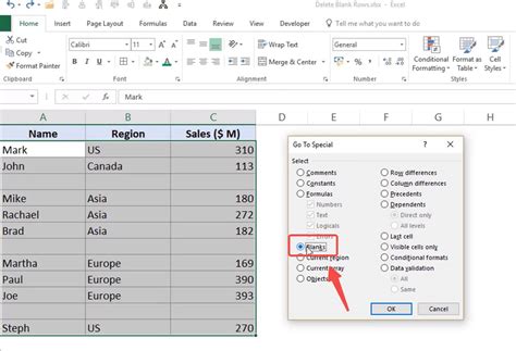 how to remove blank rows in excel graph
