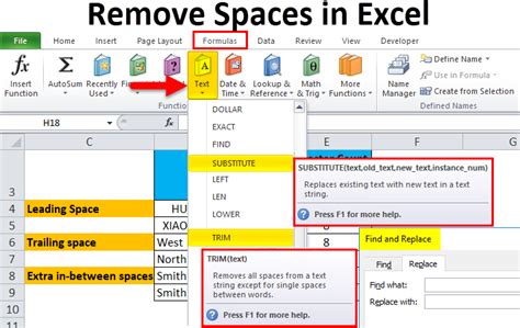 how to remove blank spaces in excel cell before text