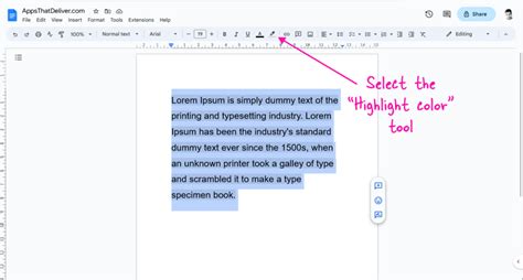 how to remove blue highlight in google docs