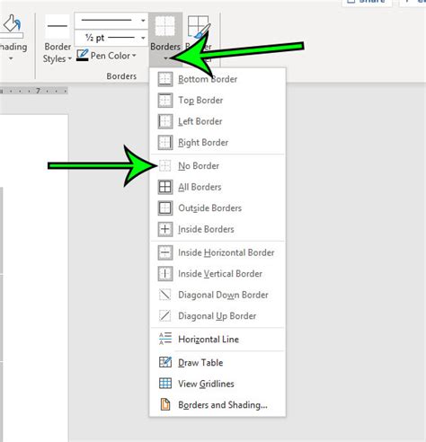 how to remove borders in word file