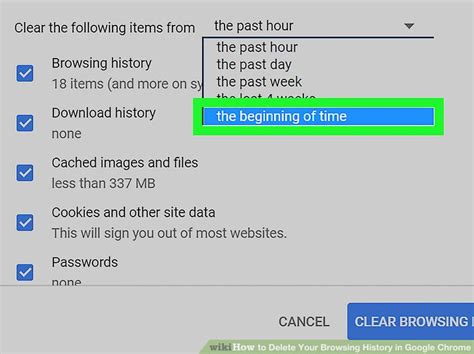 how to remove browsing history on chrome