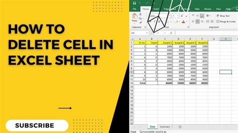 how to remove cell in excel sheet