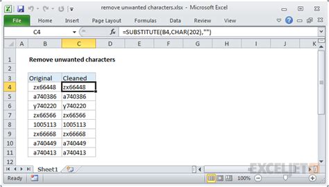 how to remove certain characters from a cell in excel using formula