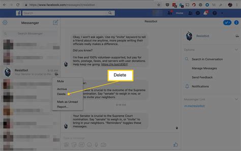 how to remove chat messages in facebook