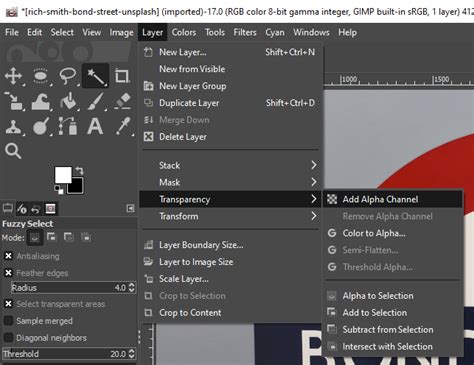 how to remove color from an image in gimp