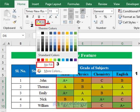 how to remove color from excel cell