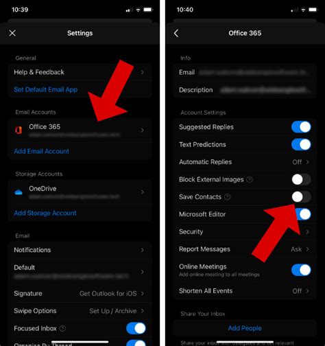how to remove contacts from outlook app on iphone