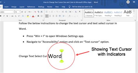 how to remove cursor pointer in word