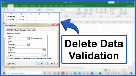 how to remove data validation formula in excel