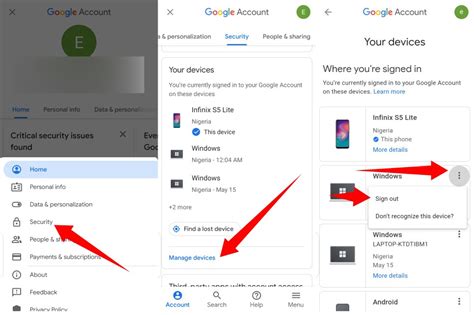 how to remove device permanently from google account