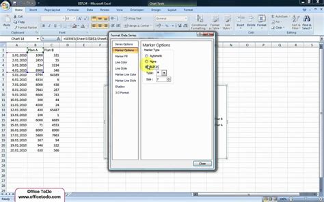 how to remove dots in excel graph