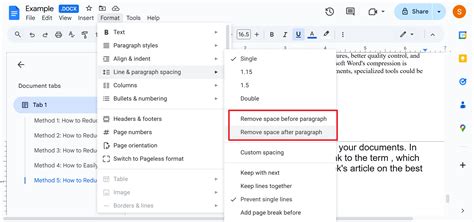how to remove double space between paragraphs google docs