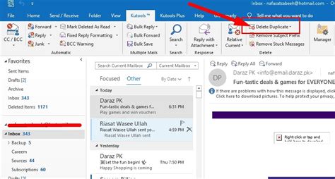 how to remove duplicate emails in outlook inbox