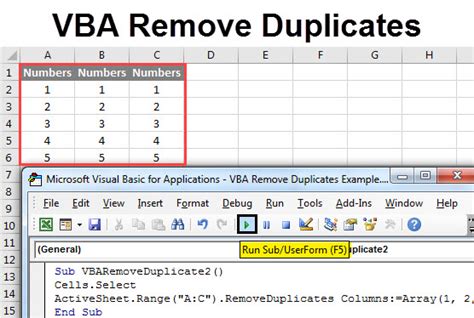 how to remove duplicate rows in vba