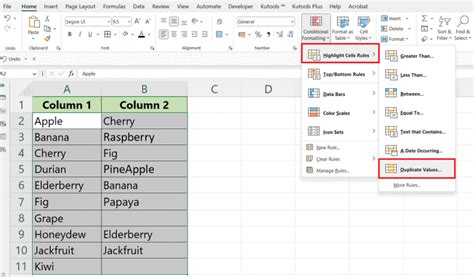 how to remove duplicates in excel between two columns