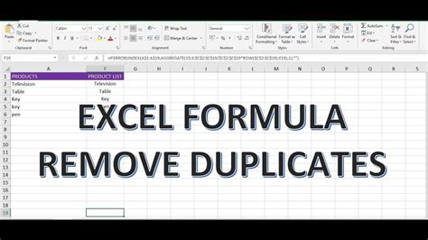 how to remove duplicates in excel using formula