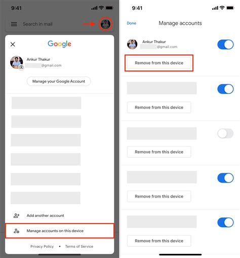 how to remove email account from gmail app iphone