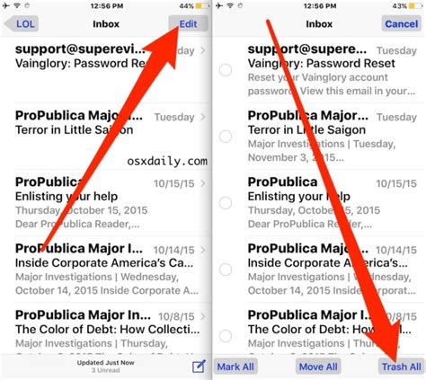 how to remove email messages from iphone