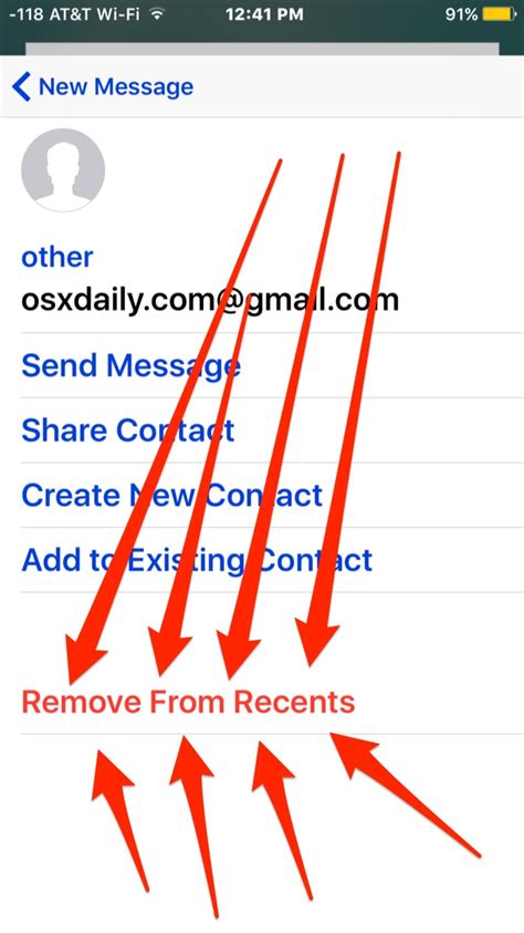 how to remove email suggestions from gmail on iphone