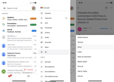how to remove emails from gmail on iphone
