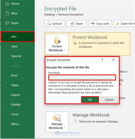 how to remove encryption from excel doc