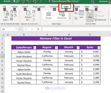 5 Ways Remove Excel Filter