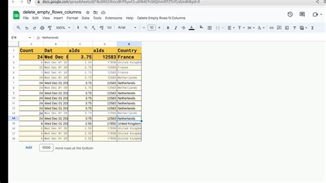 how to remove extra rows and columns in google sheets