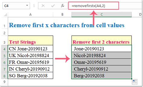 how to remove first 10 characters from text in excel