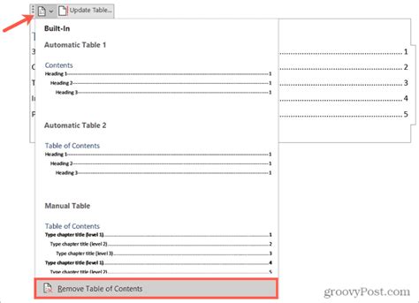 How To Remove First Page From Table Of Contents In Word