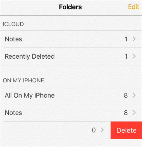 how to remove folder from iphone notes